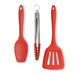 Zeal Kitchen Tongs, Slotted Turner & Spatula Spoon Set in Red