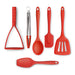Zeal Kitchen Tongs, Flexitech Masher, Slotted Turner, Spoon, Spatula Spoon, Spatula Set in Red