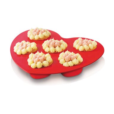 Zeal 6 Cup Non Stick Silicone Heart Fairy Cake Mould