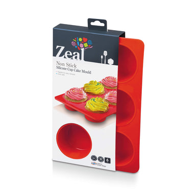 Zeal 6 Cup Non Stick Silicone Deep Cupcake Mould in packaging