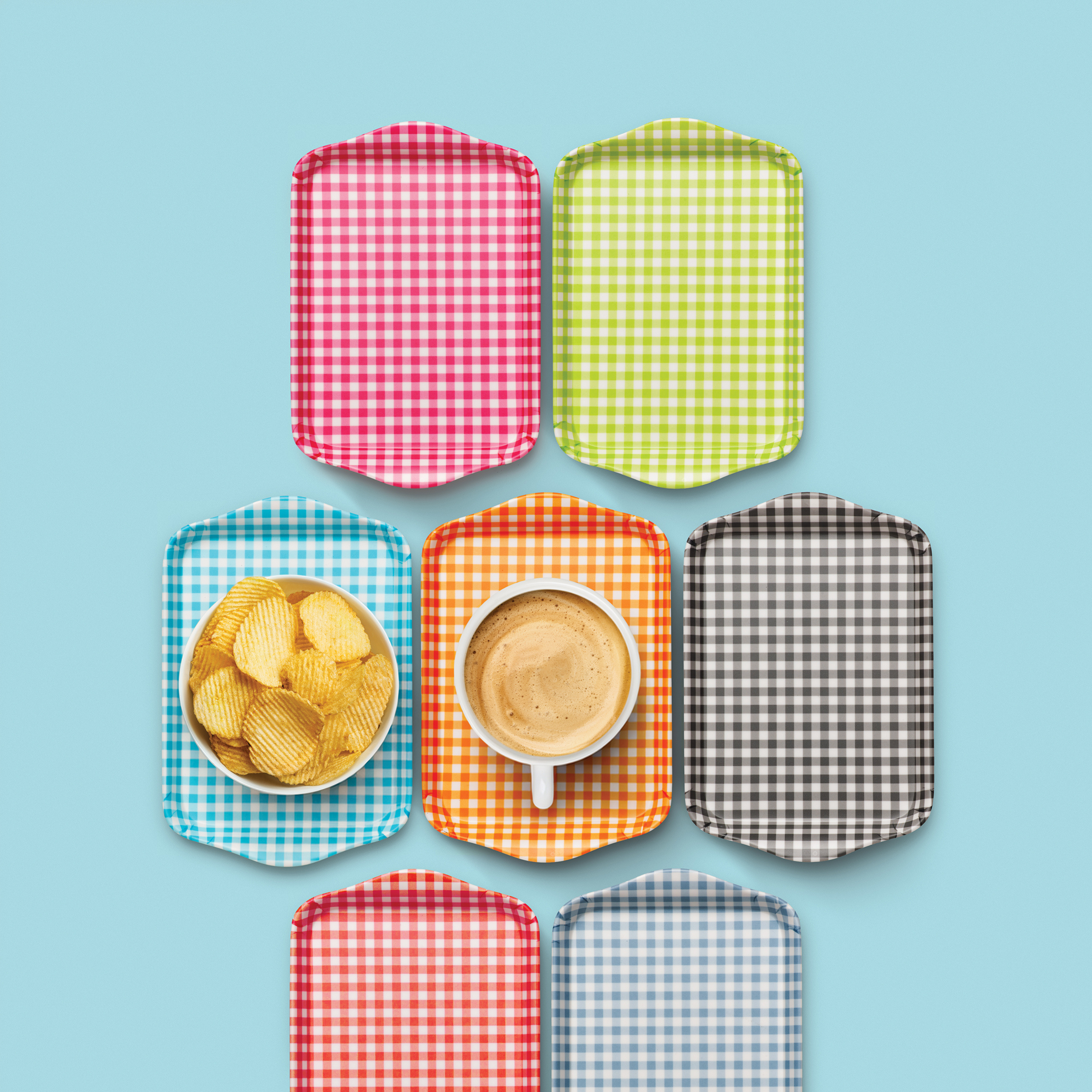 Premium Melamine Gingham Tray, Mini