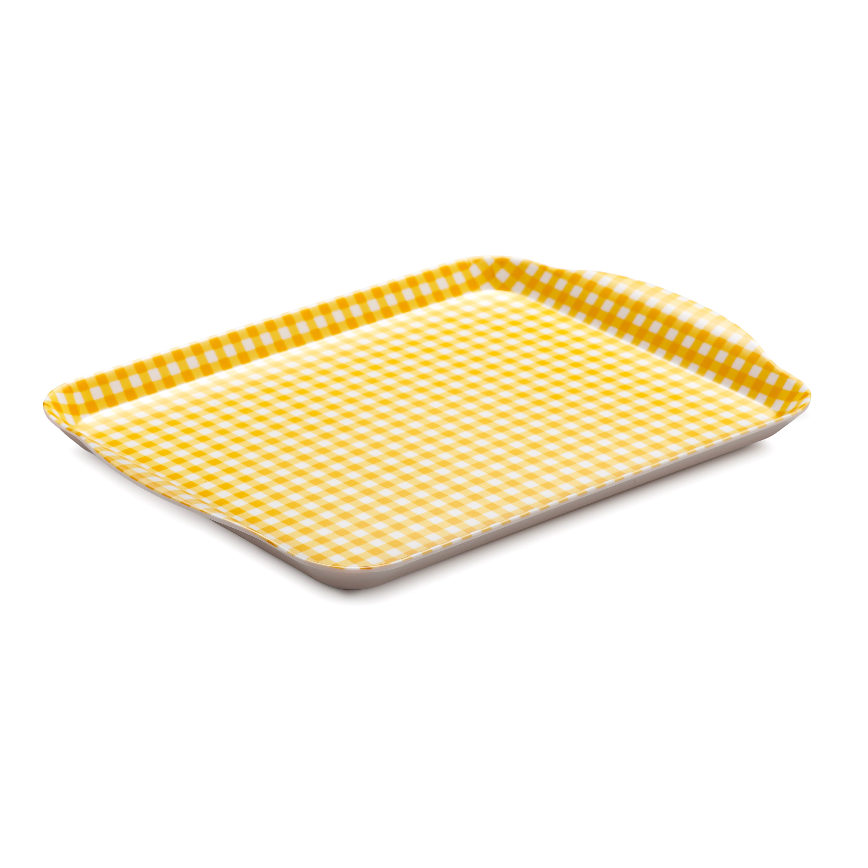 Premium Melamine Gingham Tray, 30 x 21cm