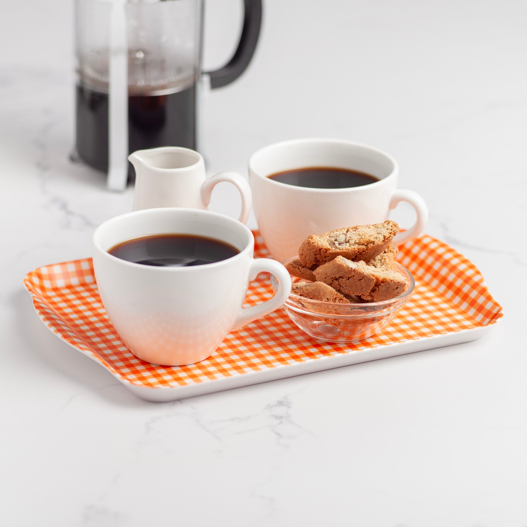 Premium Melamine Gingham Tray, 27 x 21cm