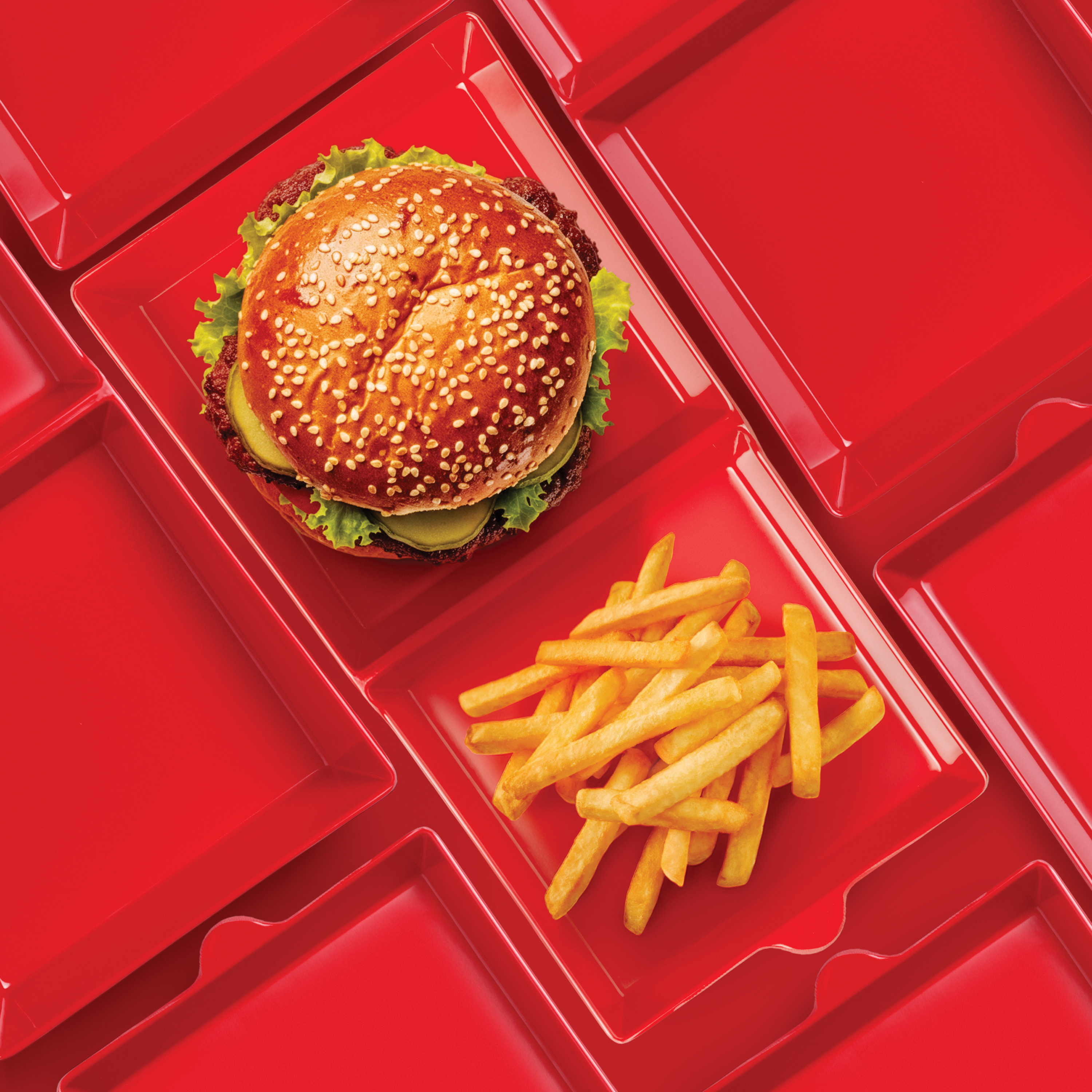 Melamine Burger Box, Two Part Serving Dish