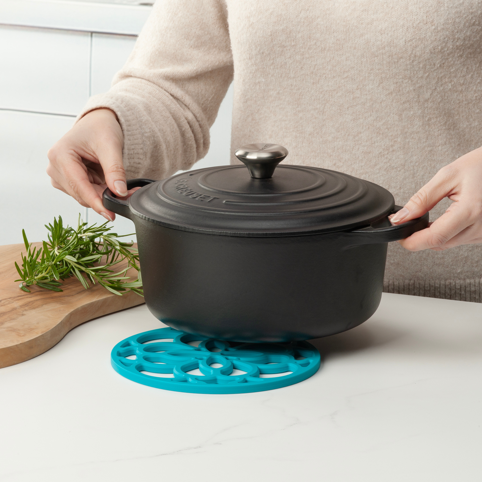Silicone Heritage Circular Hot Mat Trivet, 18cm
