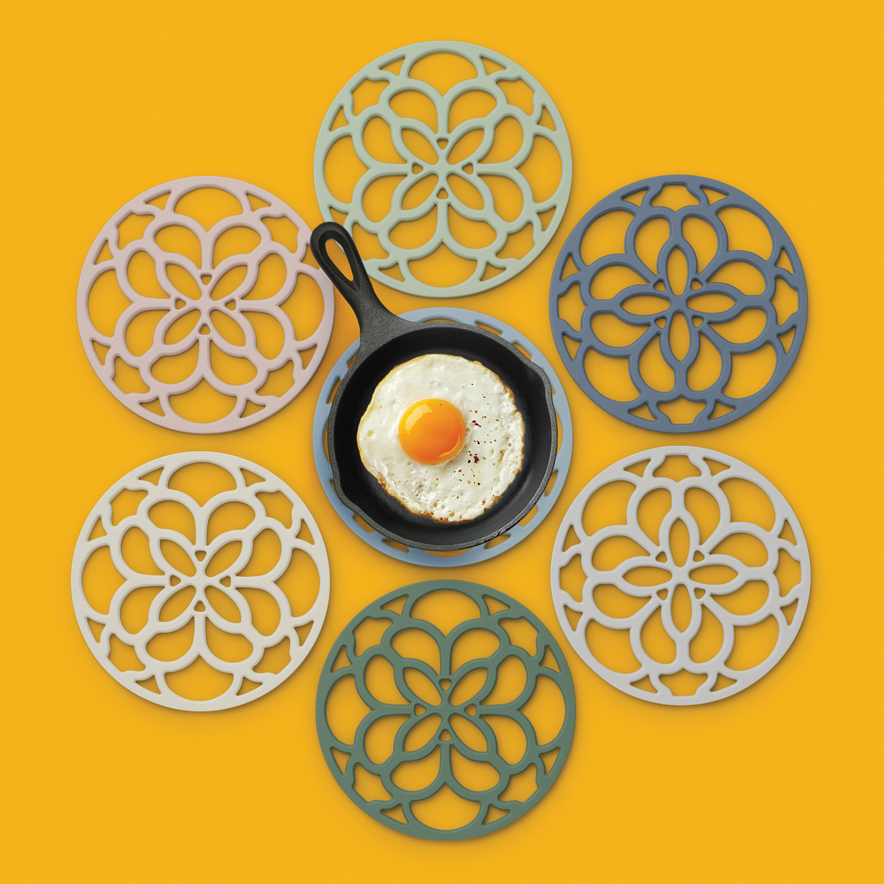 Mini Silicone Heritage Circular Hot Mat Trivet, 13cm