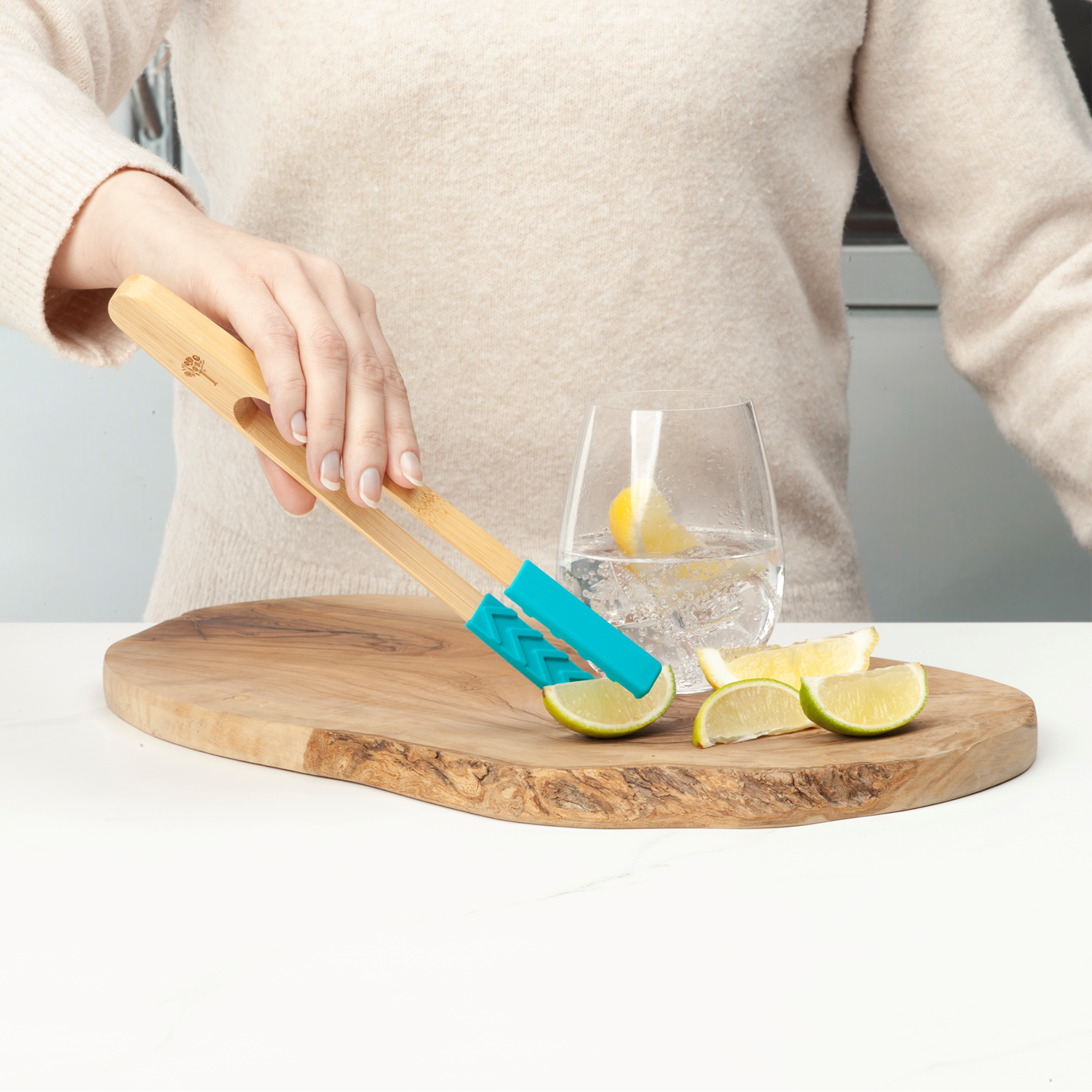 Bamboo Cooking Tongs with Silicone Tips, 25cm