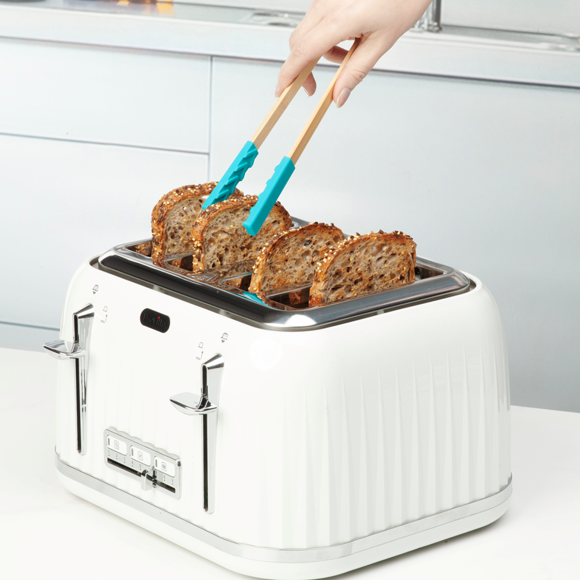 Bamboo Cooking Tongs with Silicone Tips, 25cm