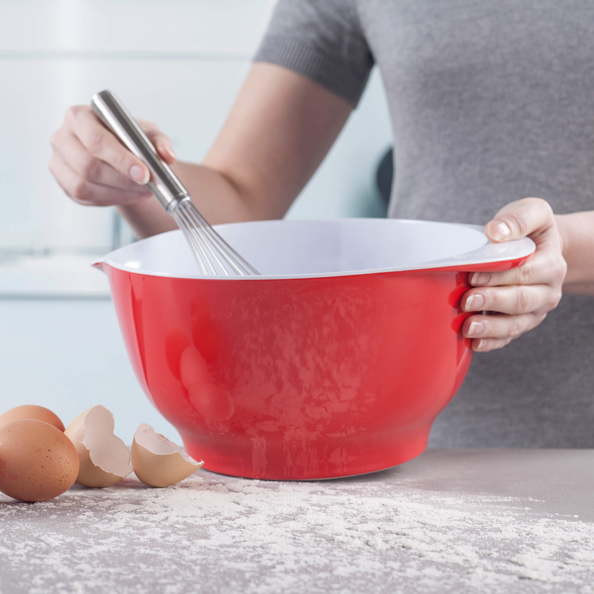 Baking using the Large Zeal Duo Tone Mixing Bowl in Red