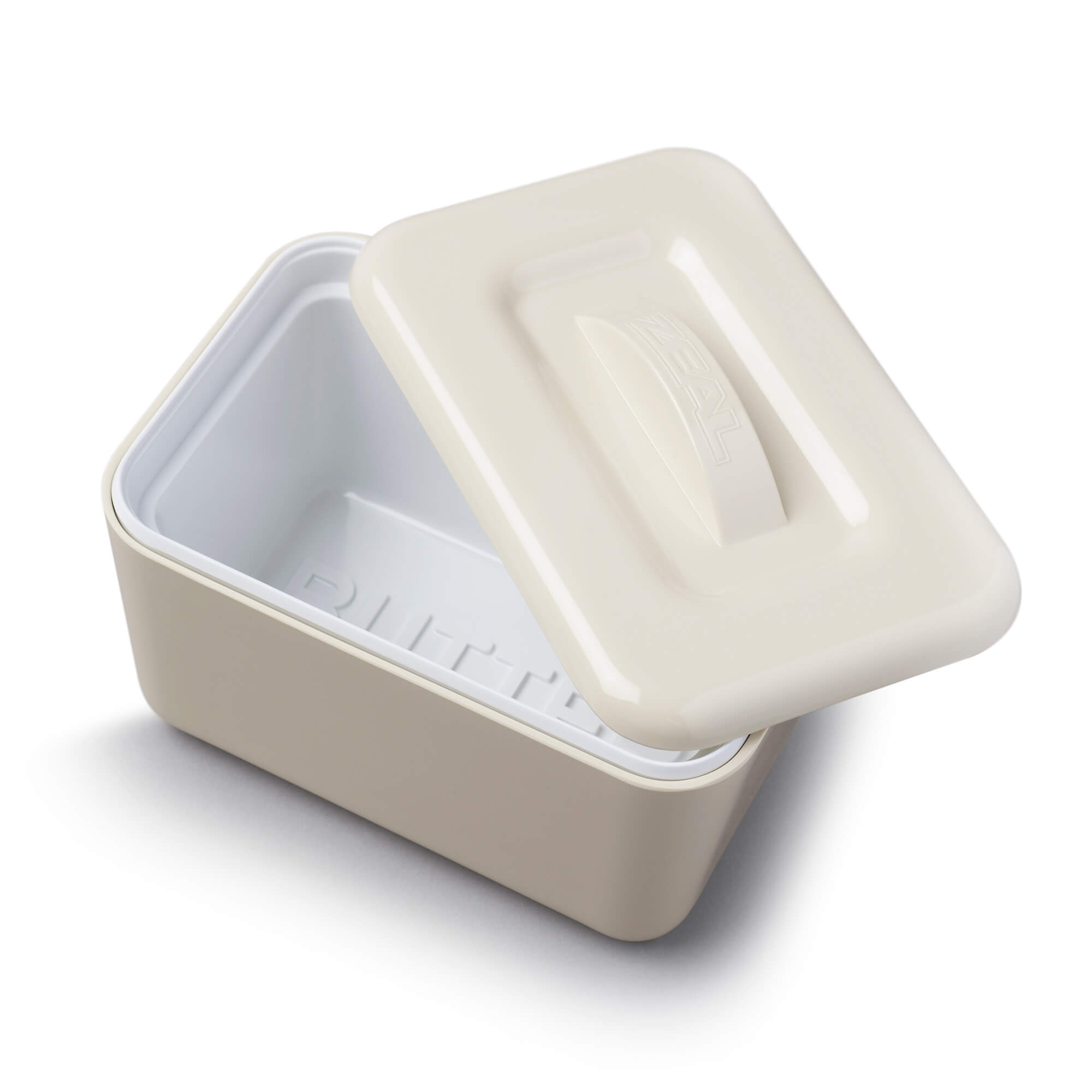 Inside of Cream Melamine Butter Dish by Zeal