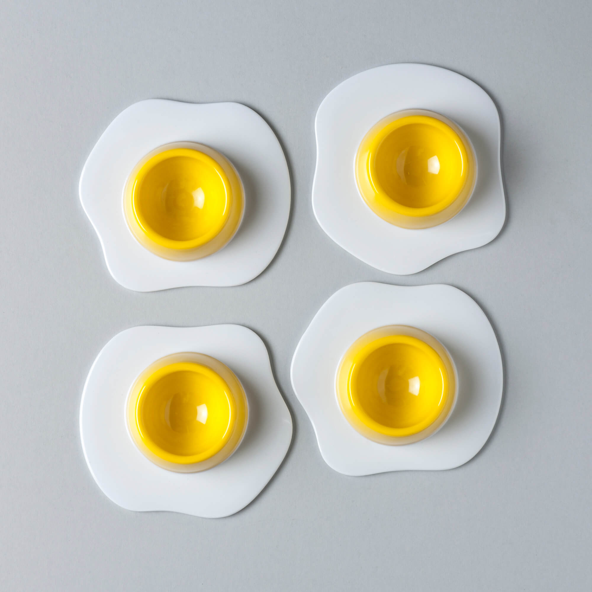 Top down of Set of 4 novelty Eggtastic Egg Cups