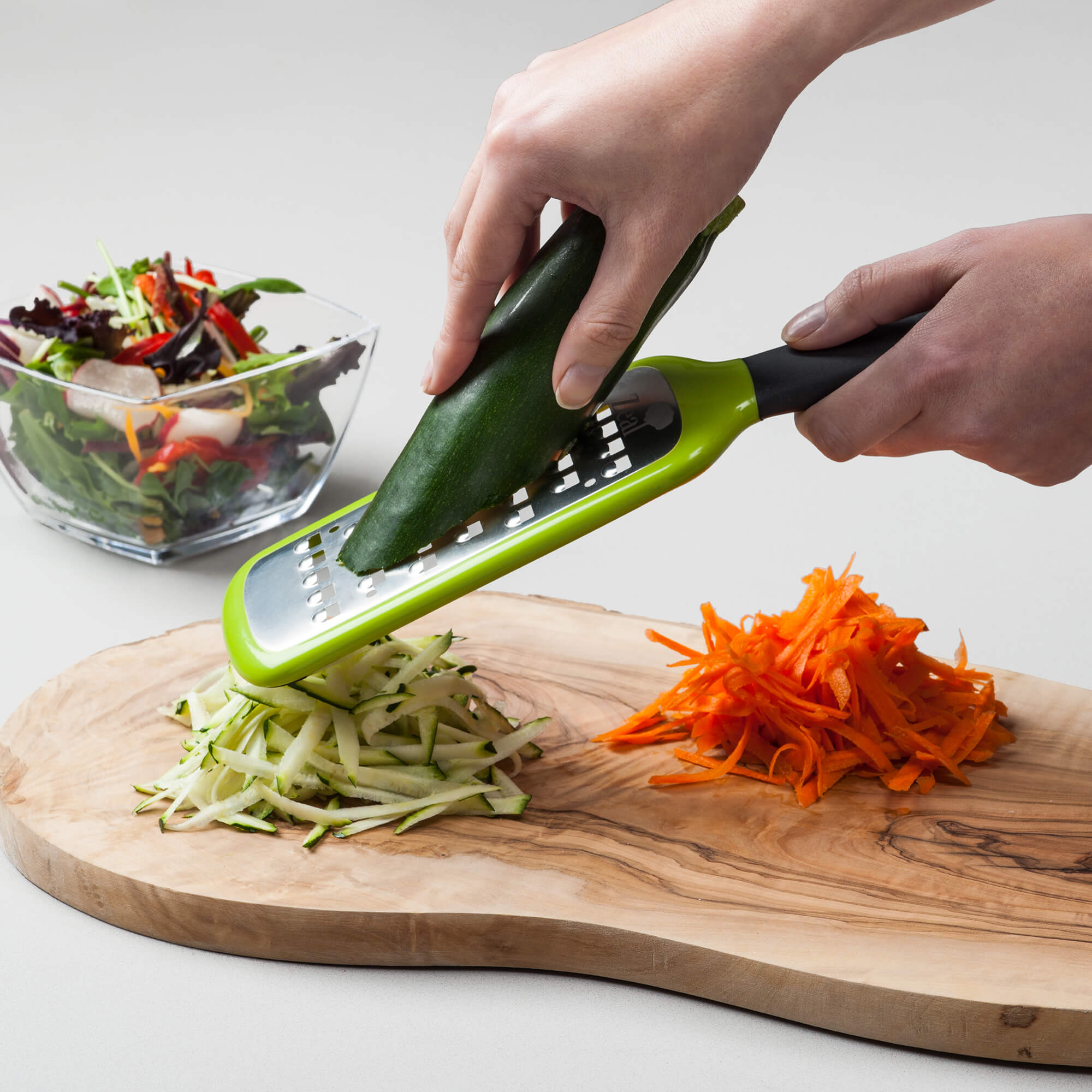 Grated courgette and carrot using a Zeal Coarse Grater
