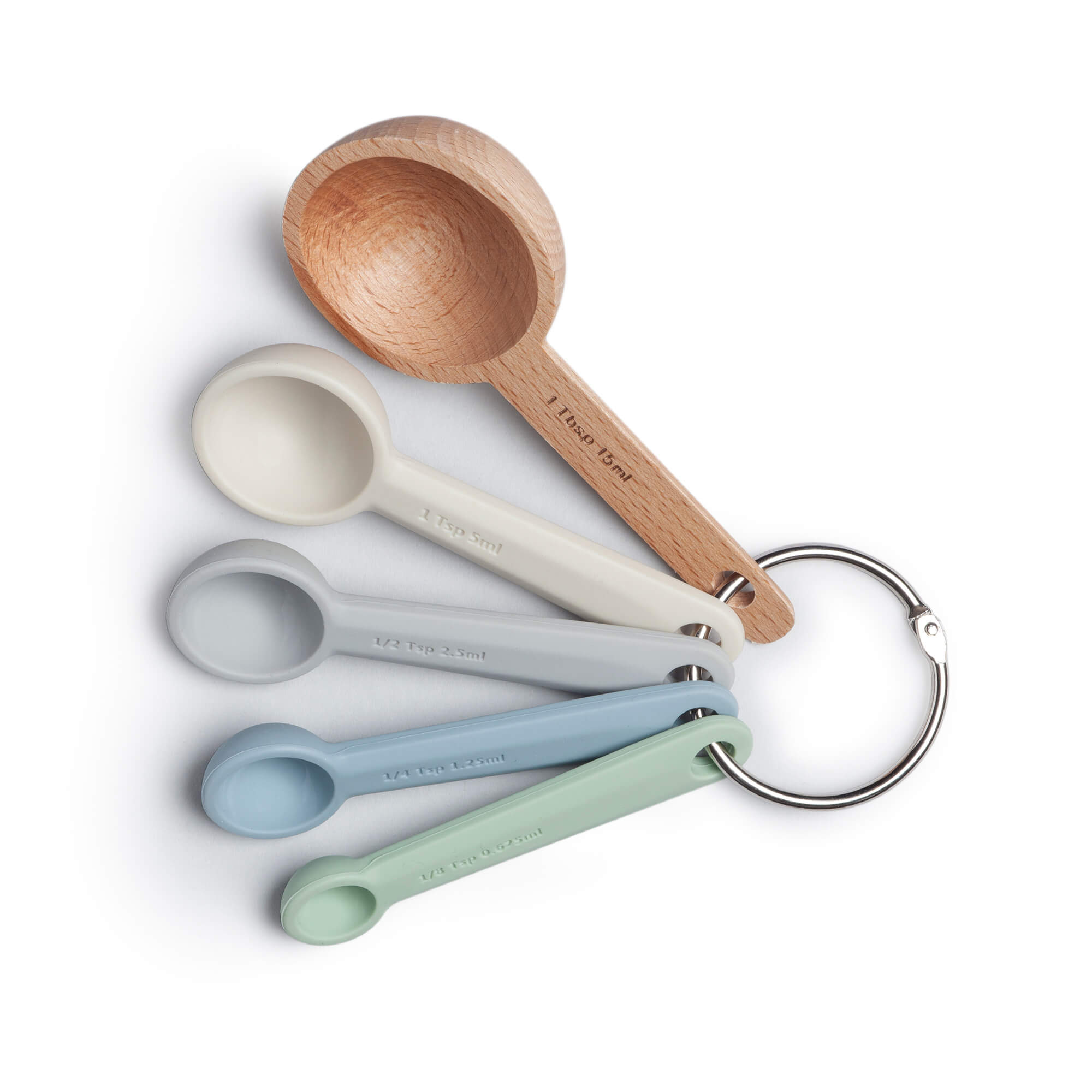 Measuring Spoon Set - Stainless Steel Measuring Spoons and Blue Plastic  Measuring Cups for Liquids and Solids