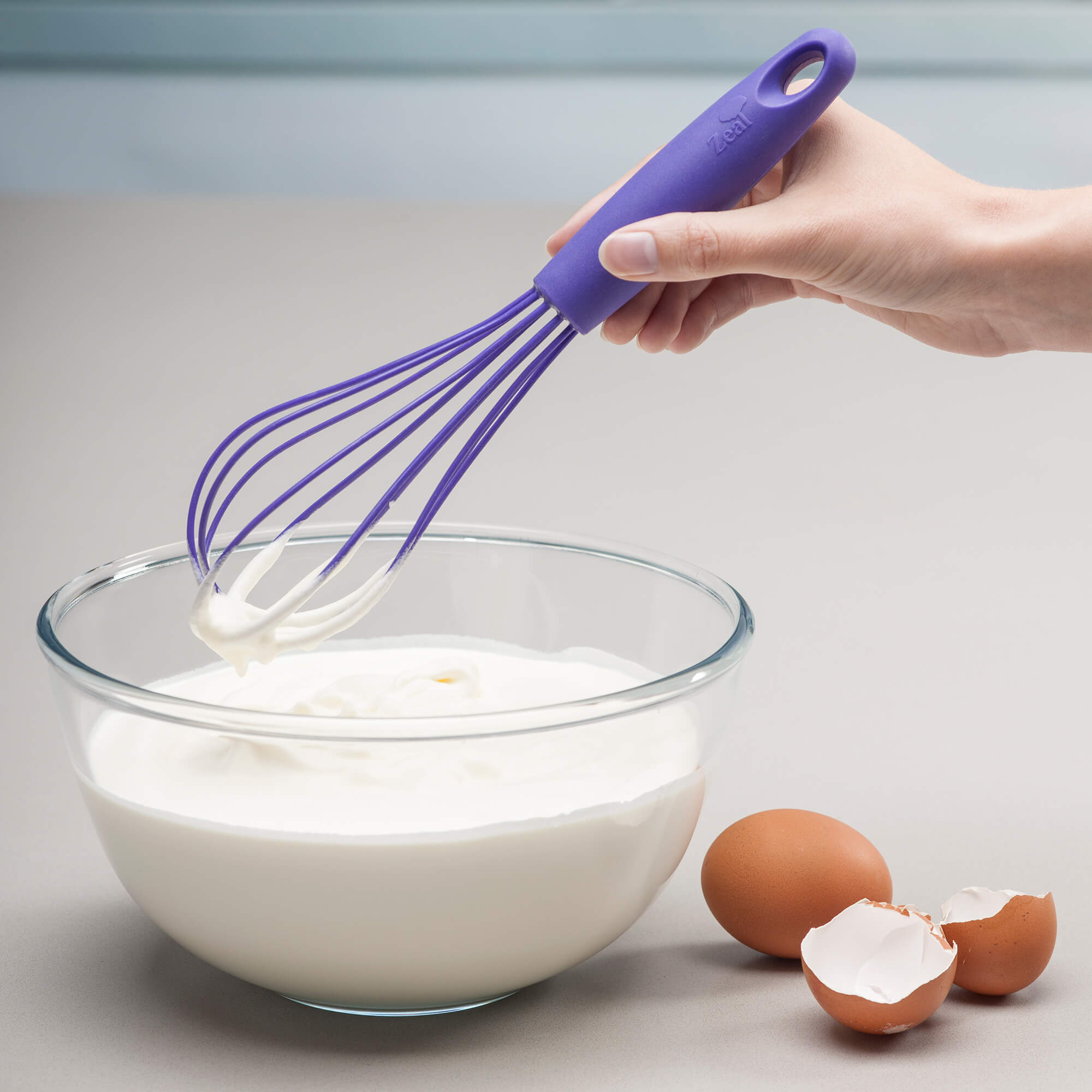 Using a Zeal Silicone Balloon Whisk to whisk cream
