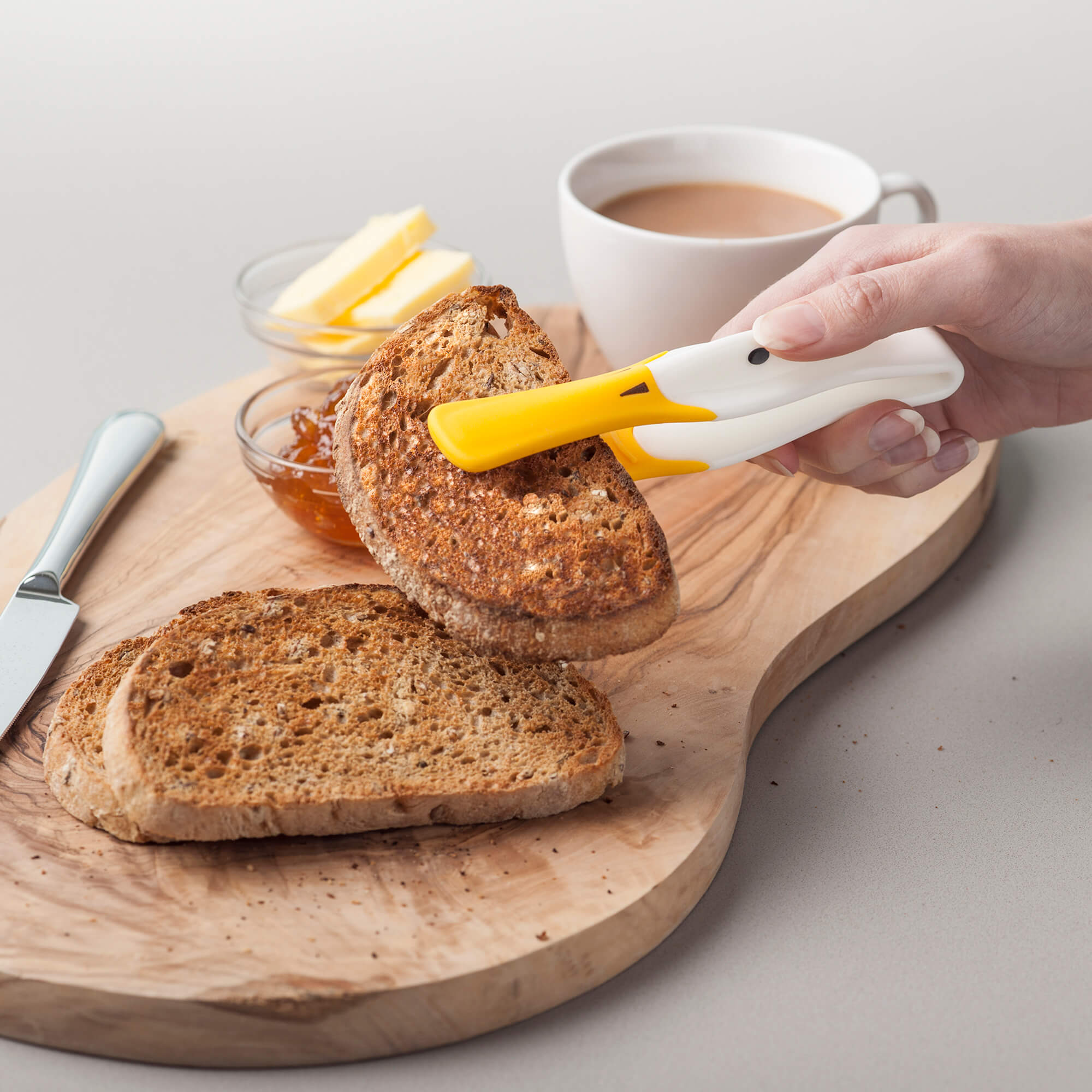 Duck Silicone Toast Tongs serving toast