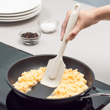Zeal Silicone Spatula in use on non stick pan