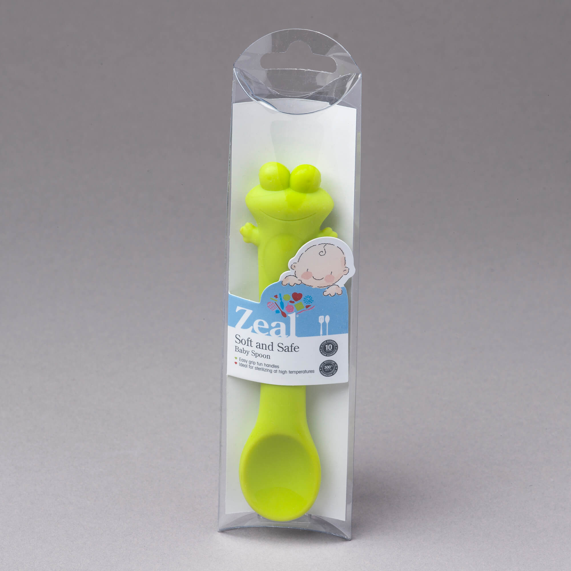 Zeal Silicone Frog Baby Spoon in packaging