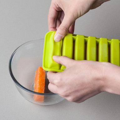 Zeal Silicone Baby Food Freezer Tray with frozen carrot puree
