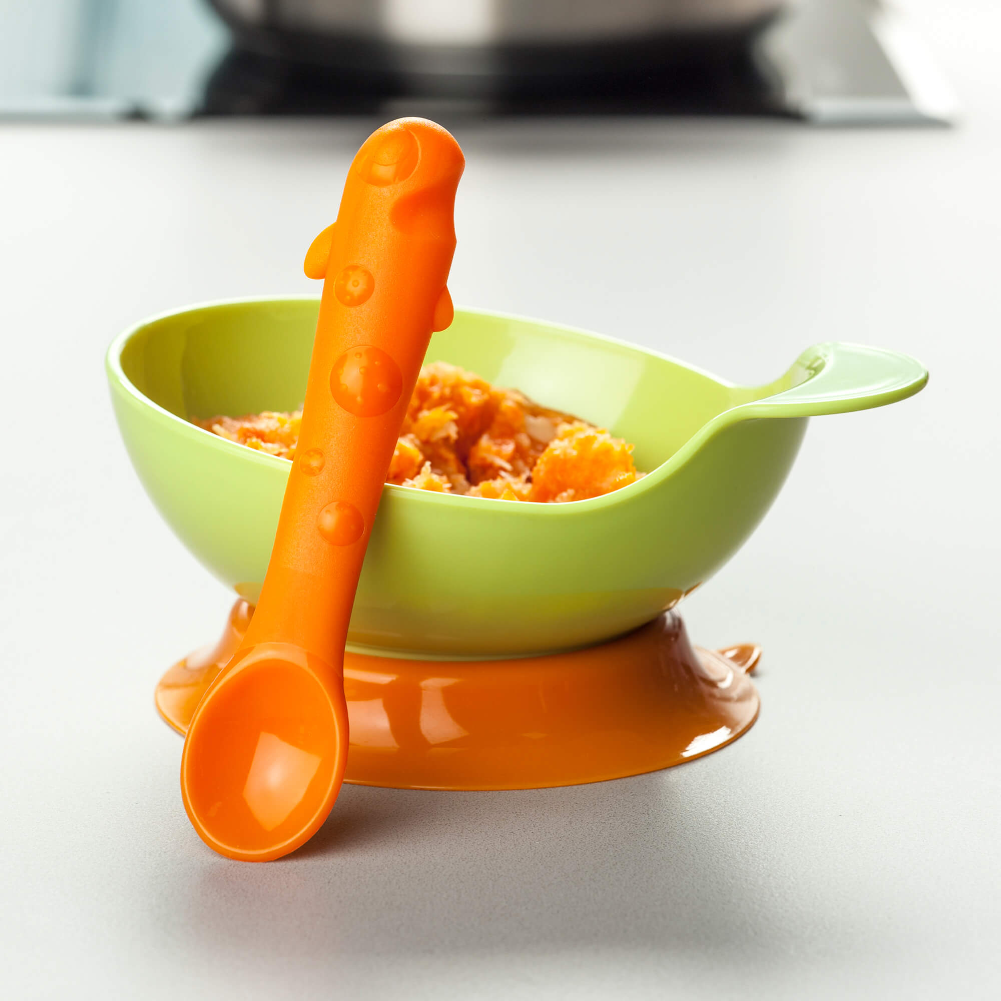 Zeal Silicone Baby Bowl and Spoon Set in Lime and Orange