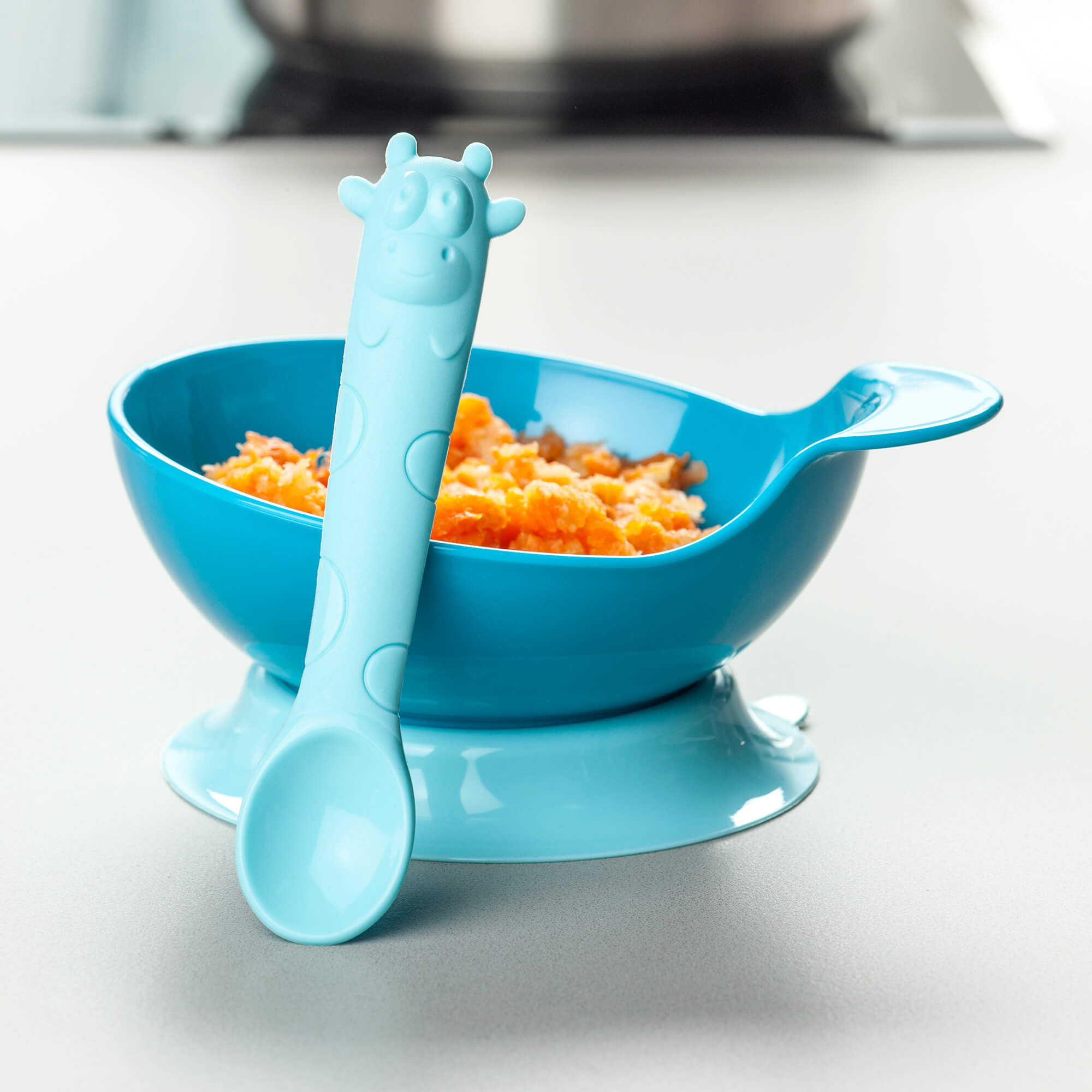 Silicone Baby Bowl & Spoon Set – Blue - otterlove by Platinum Pure