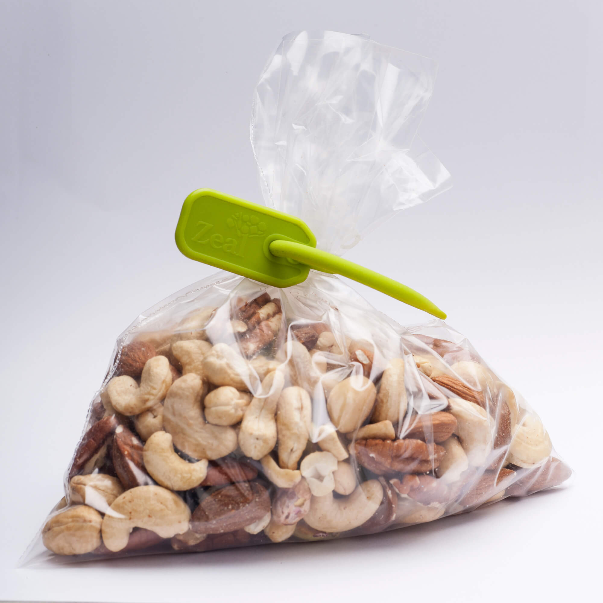 Zeal Silicone Small Bag Ties on a bag of nuts