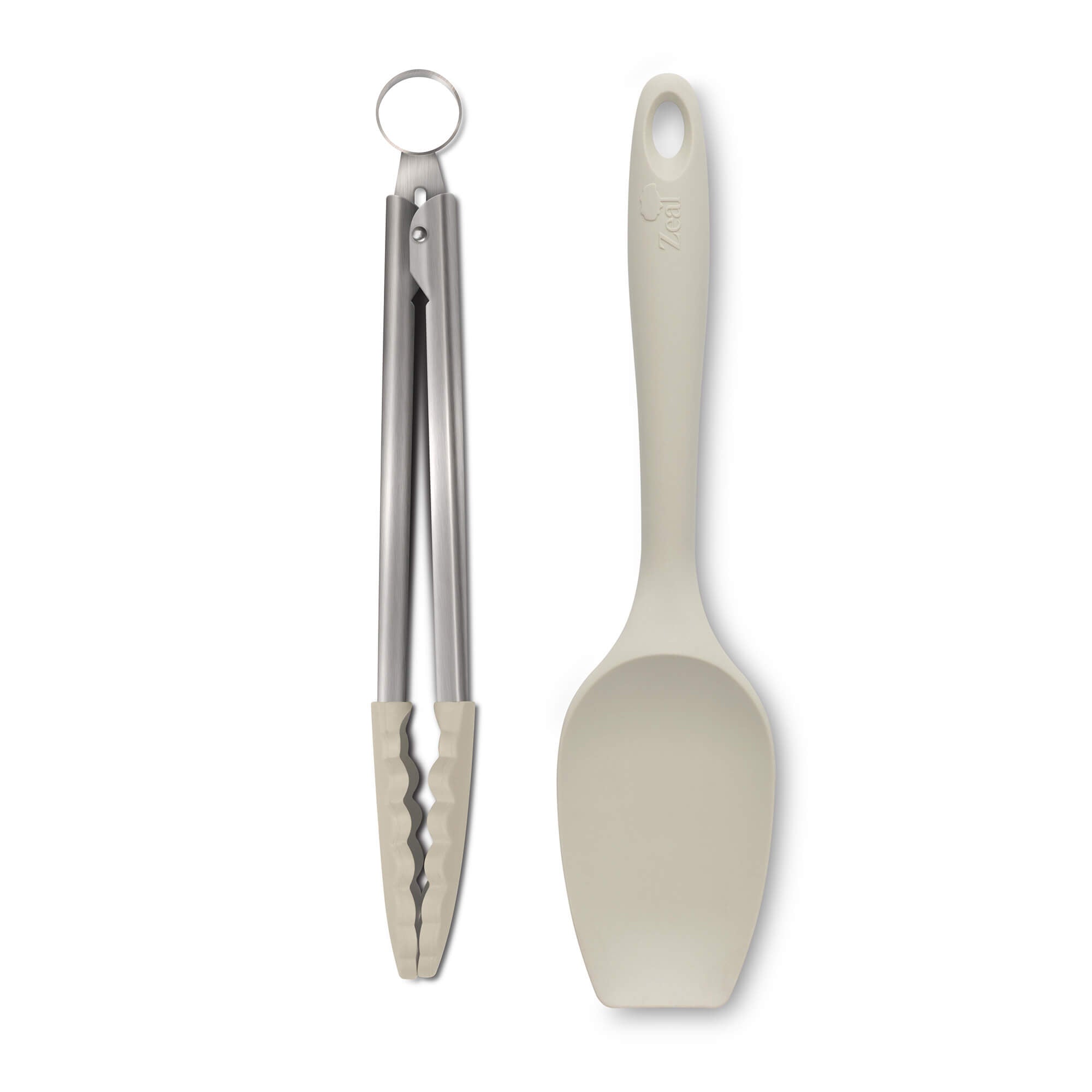 Zeal Silicone Kitchen Tongs & Spatula Spoon Set in Cream