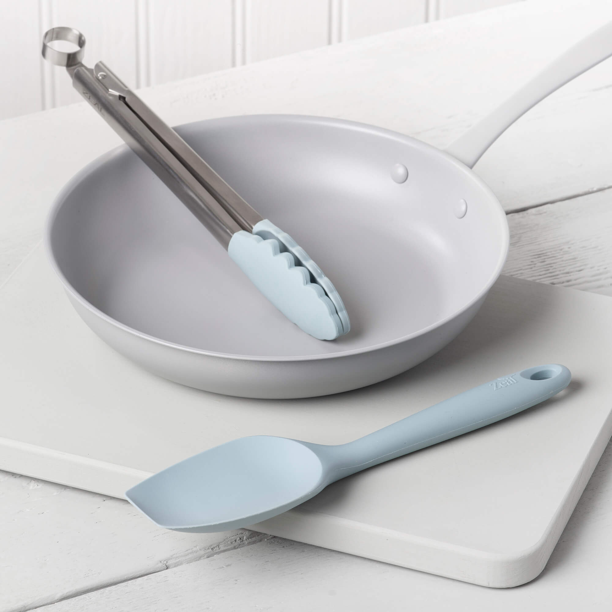 Zeal Silicone Kitchen Tongs & Spatula Spoon Set in Duck Egg Blue
