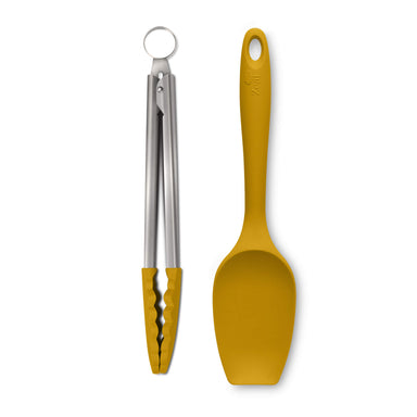 Zeal Silicone Kitchen Tongs & Spatula Spoon Set in Mustard