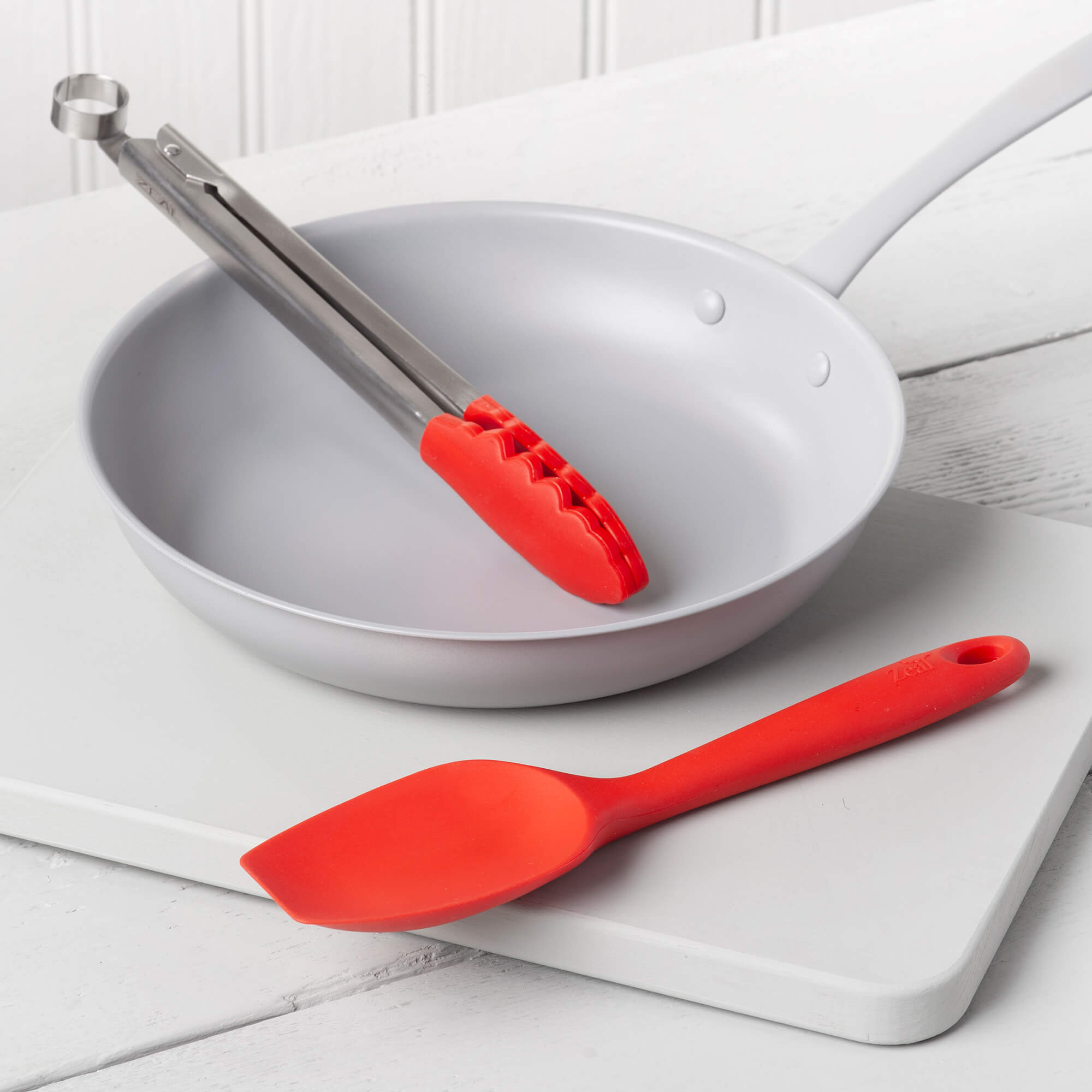 Zeal Silicone Kitchen Tongs & Spatula Spoon Set in Red