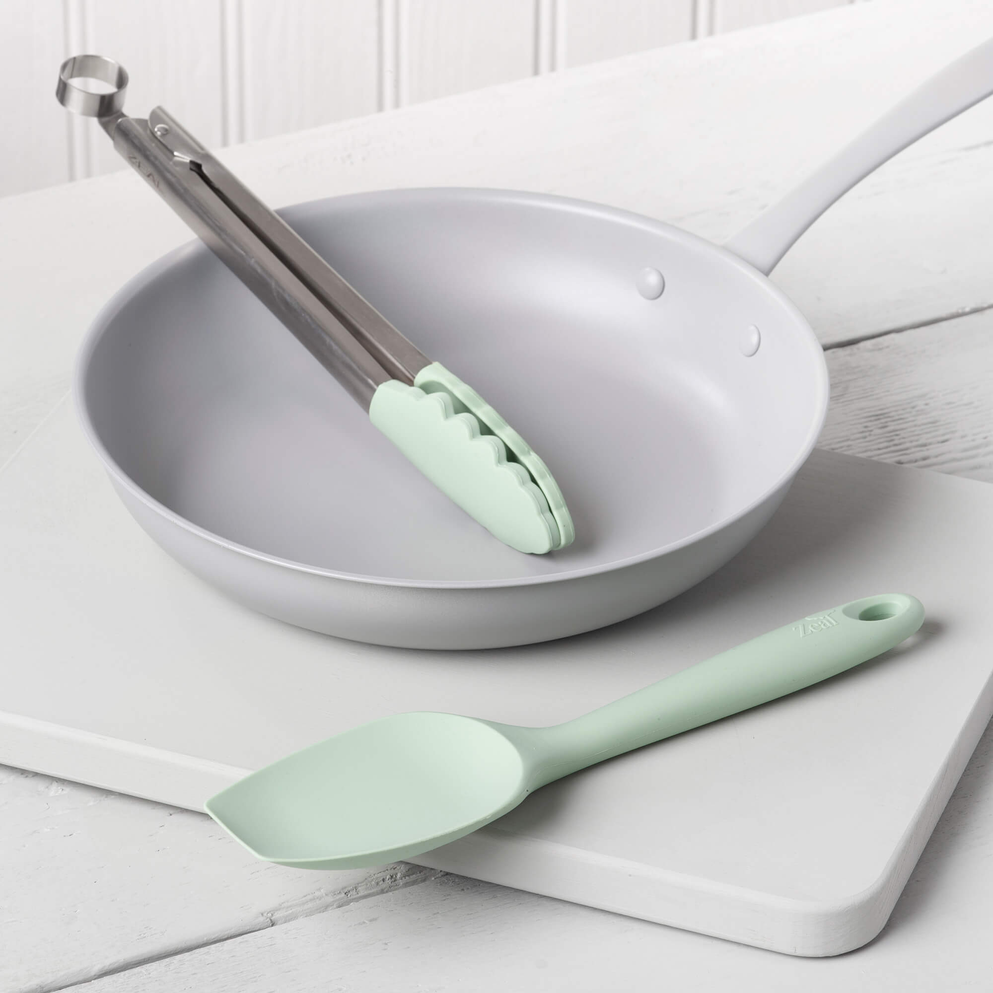 Zeal Silicone Kitchen Tongs & Spatula Spoon Set in Sage Green