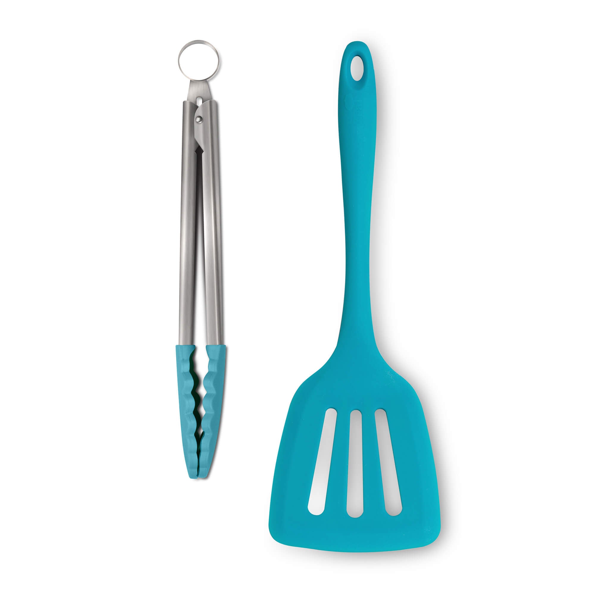 Zeal Silicone Kitchen Tongs & Slotted Turner Set in Aqua