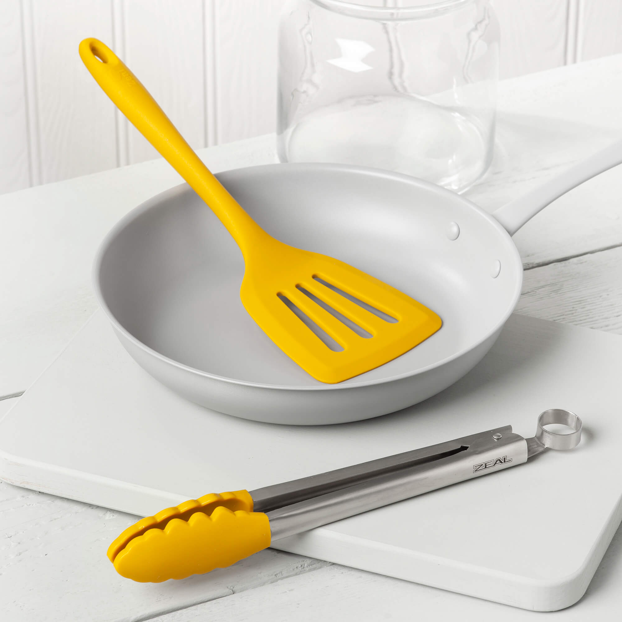 Zeal Silicone Kitchen Tongs & Slotted Turner Set in Mustard