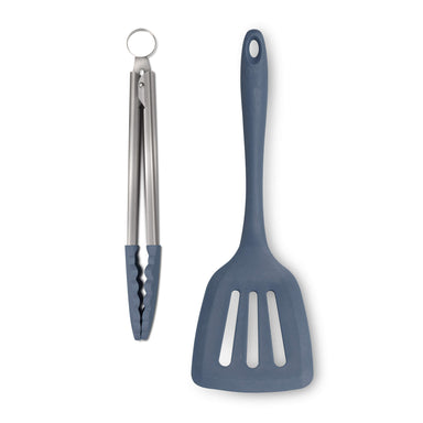 Zeal Silicone Kitchen Tongs & Slotted Turner Set in Provence Blue
