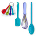 Zeal Silicone Measuring Spoons, Spatula, Traditional Spoon & Whisk Set in Aqua