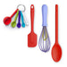 Zeal Silicone Measuring Spoons, Spatula, Traditional Spoon & Whisk Set in Red