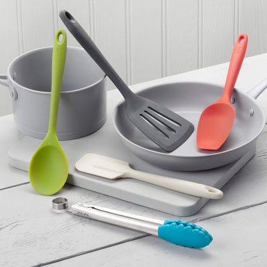 Zeal Kitchen Tongs, Slotted Turner, Spoon, Spatula Spoon & Spatula Set in Bright Colours