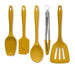 Zeal Kitchen Tongs, Slotted Turner, Spoon, Spatula Spoon & Spatula Set in Mustard