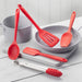 Zeal Kitchen Tongs, Slotted Turner, Spoon, Spatula Spoon & Spatula Set in Red