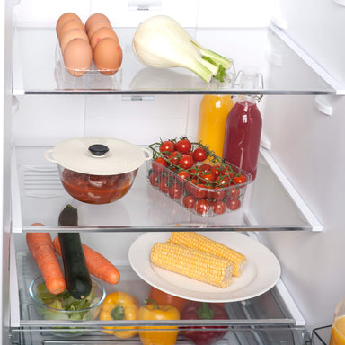 Silicone Self Sealing Lid by Zeal used in a fridge
