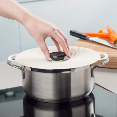 Large Zeal Silicone Lid in use on a saucepan