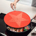 Zeal Red No Splash Silicone Splatter Guard in use when cooking