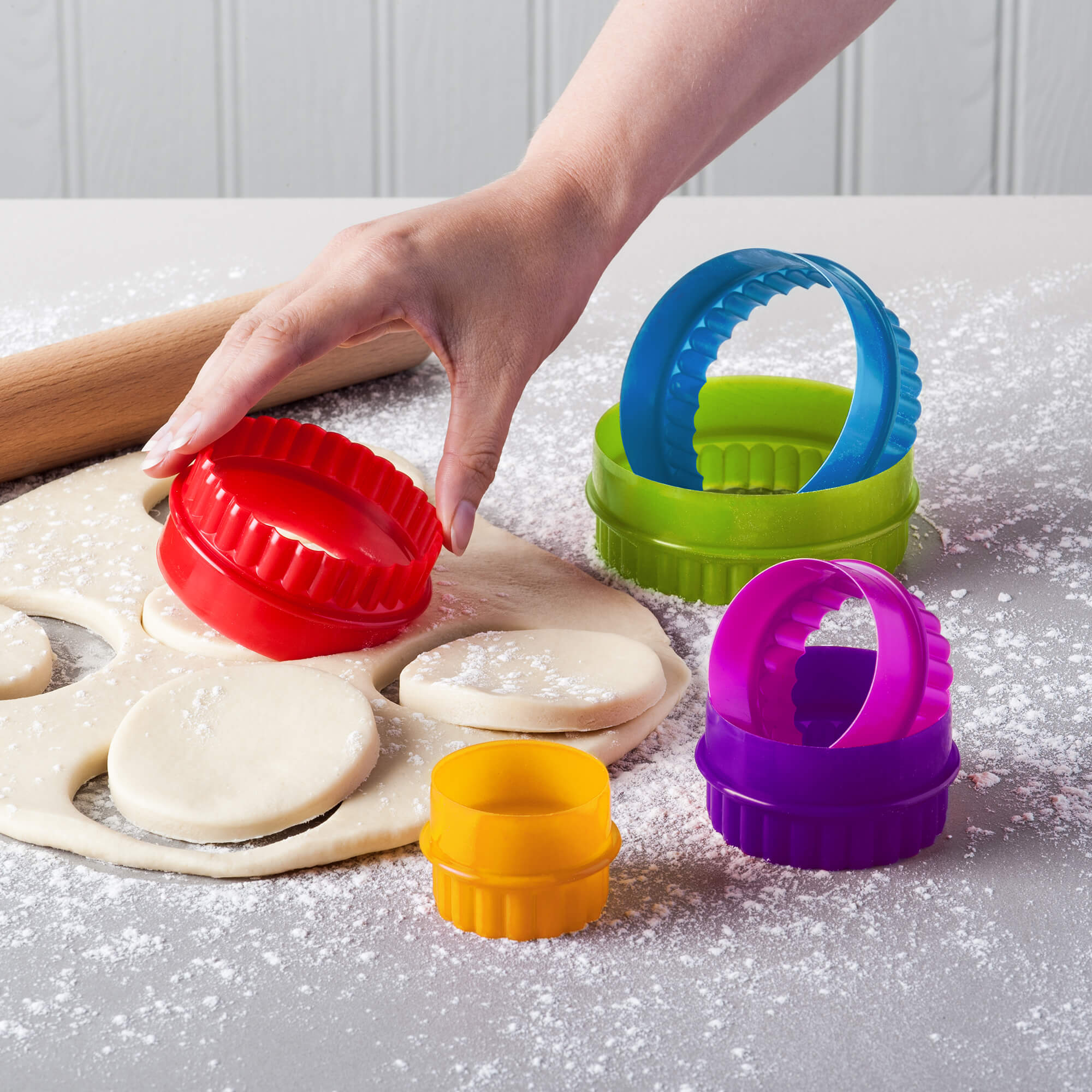 Set of 6 Round Double Cookie Cutters in use