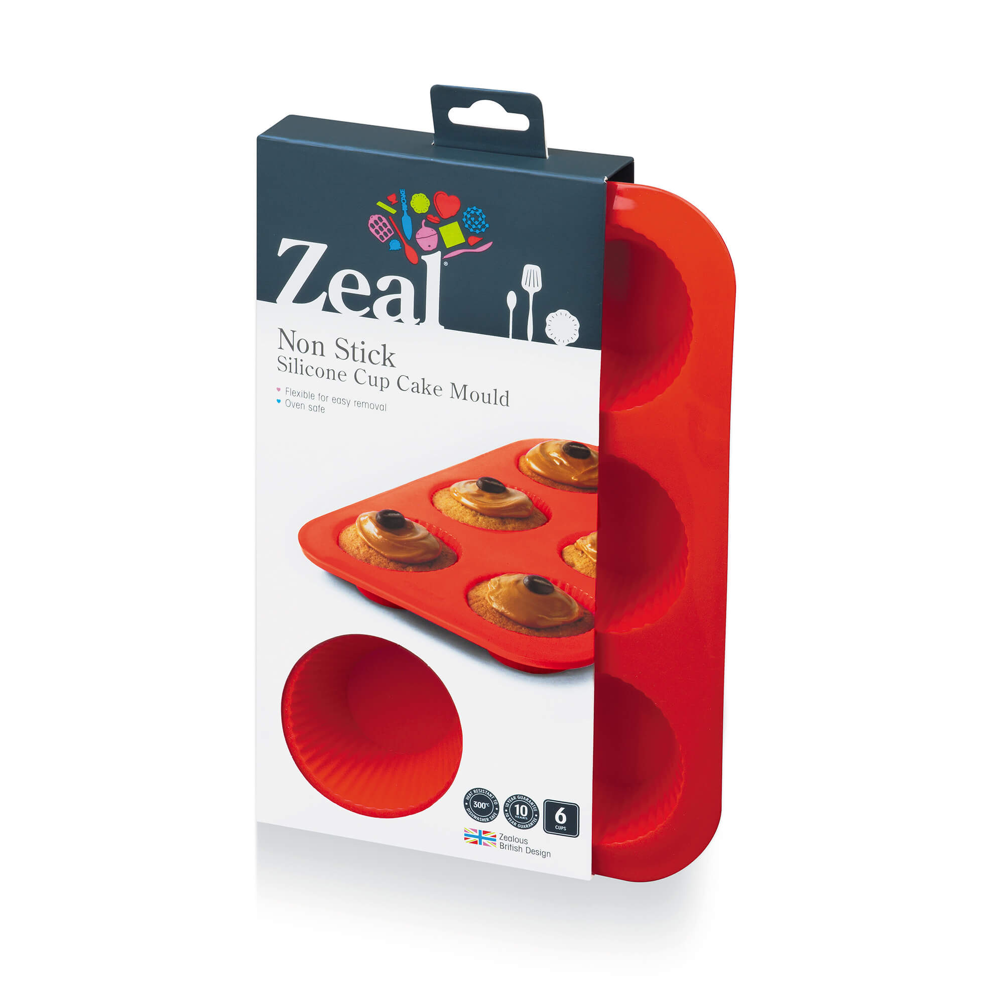 Zeal 6 Cup Non Stick Silicone Fairy Cake Mould in packaging