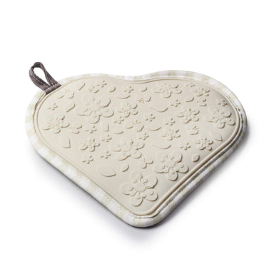 Cream Heart Shaped Hot Mat and Grab silicone side