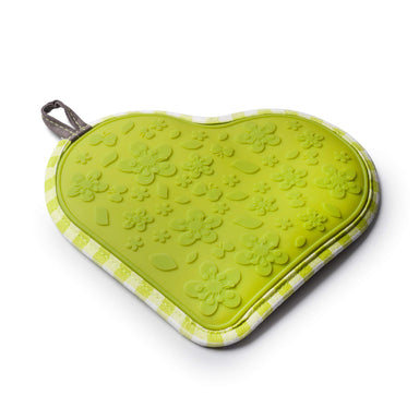 Lime Heart Shaped Hot Mat and Grab silicone side