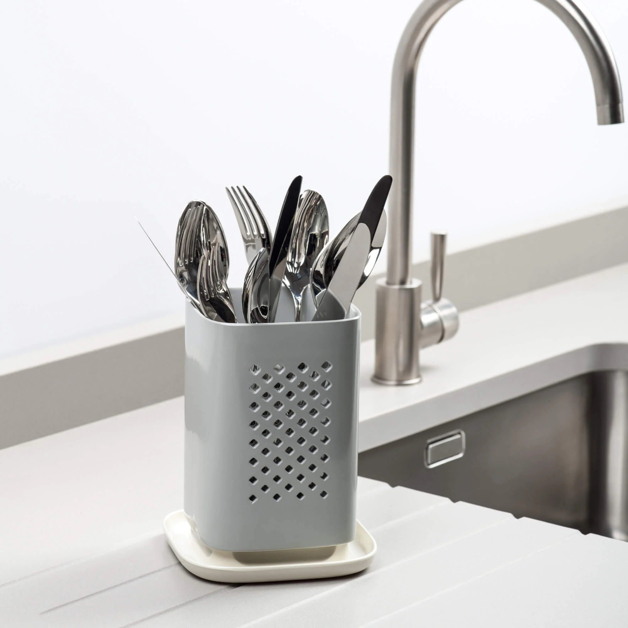 Premium Melamine Two-Part Cutlery Drainer — Zeal