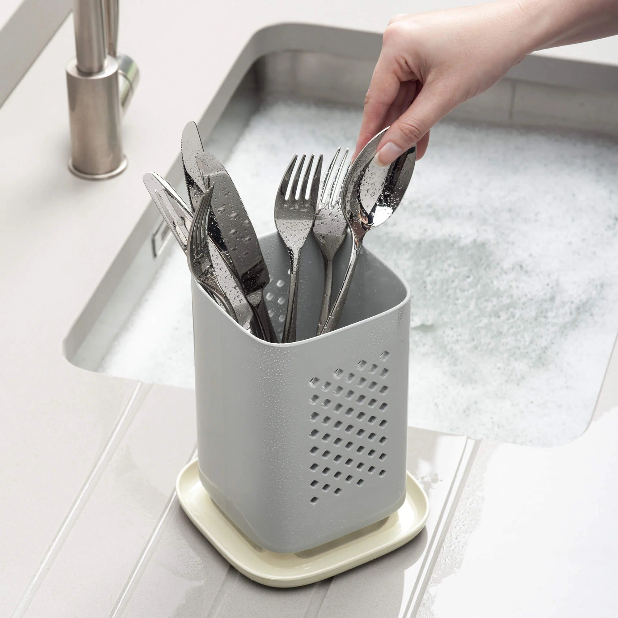 Premium Melamine Two-Part Cutlery Drainer